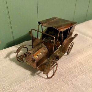 Vtg Copper Tin Metal Ford Model T WIND UP MUSIC BOX Happy Days Are Here Again
